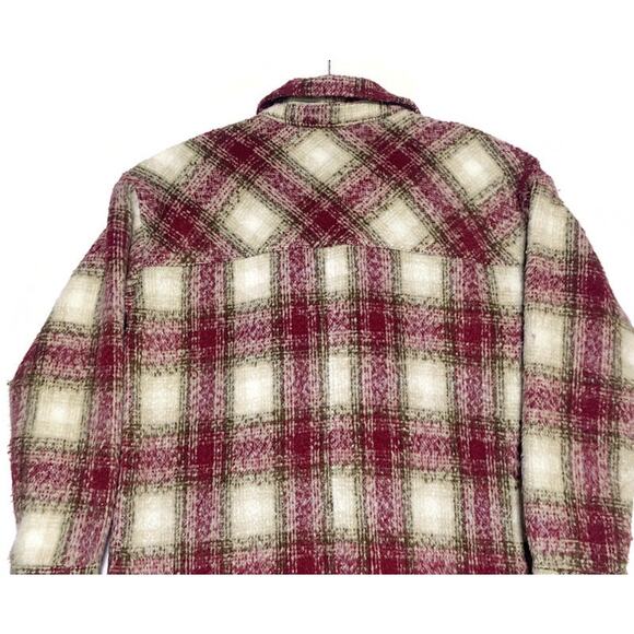 L A Hearts Jacket Women's Medium Large Red Plaid Button Up Long Sleeve - Picture 6 of 7